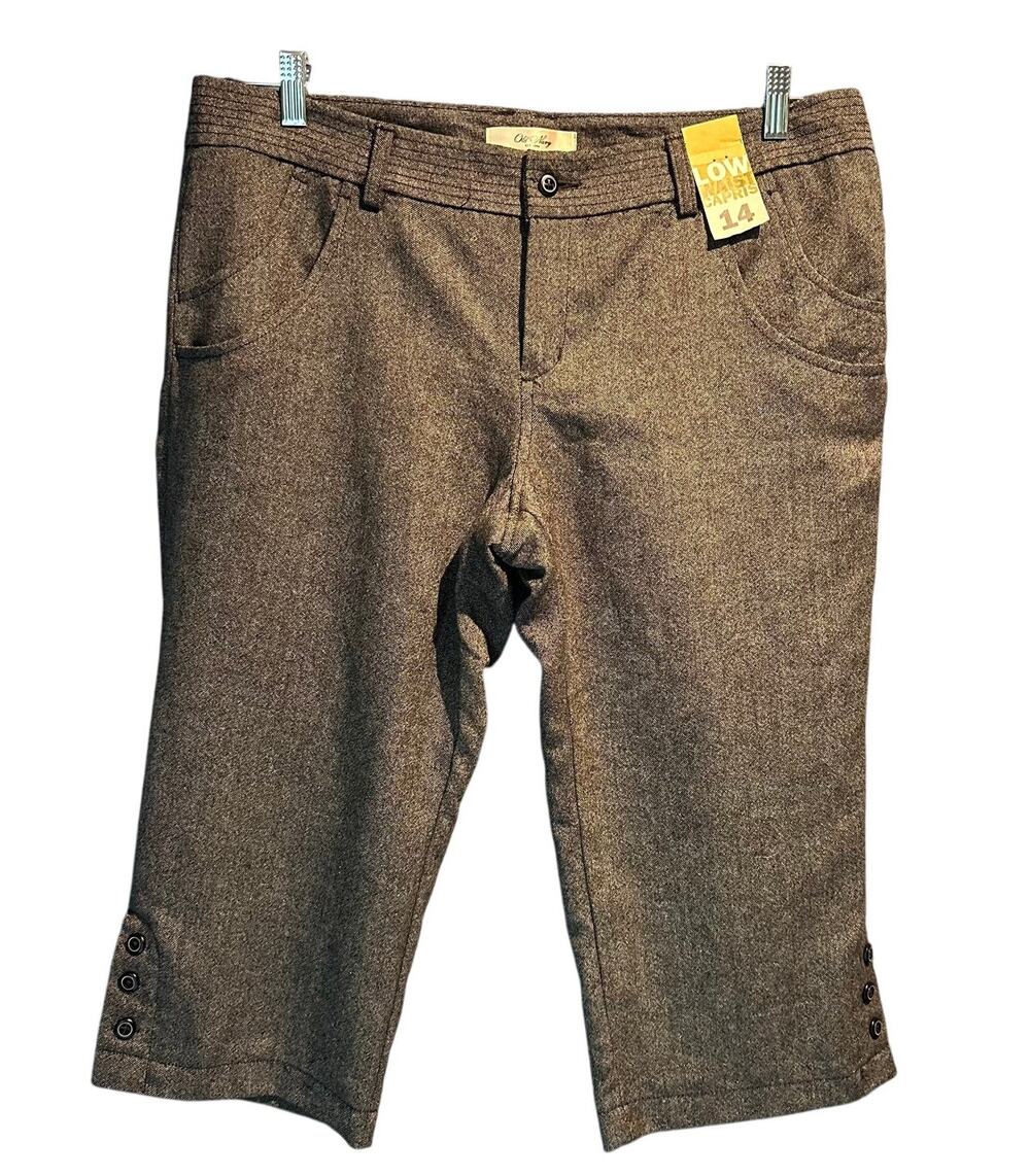 NWT Old Navy Size 14 Capris Low Waist Wool Blend Fall Textured Black Charcoal